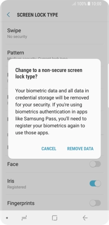 Press REMOVE DATA.