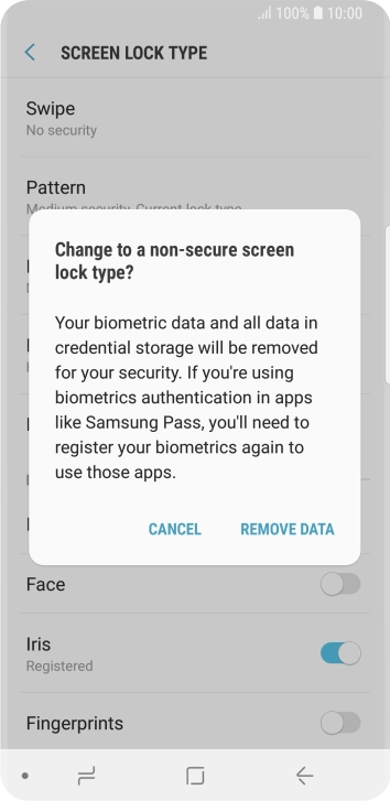 Press REMOVE DATA.