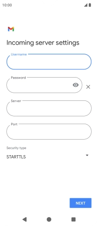Press the field below 'Server' and key in the name of your email provider's incoming server.