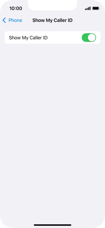 Press the indicator next to 'Show My Caller ID' to turn the function on or off.