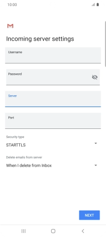 Press the field below 'Port' and key in 110.