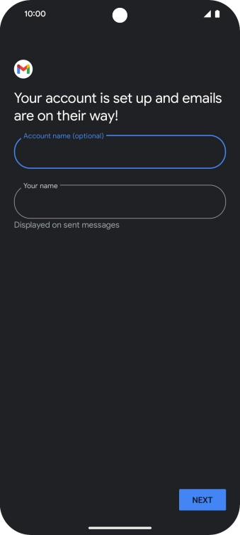 Press the field below 'Your name' and key in the required sender name.