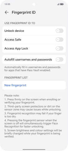 Press New fingerprint.