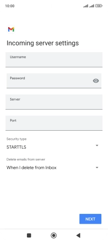 Press the field below 'Username' and key in the username for your email account.