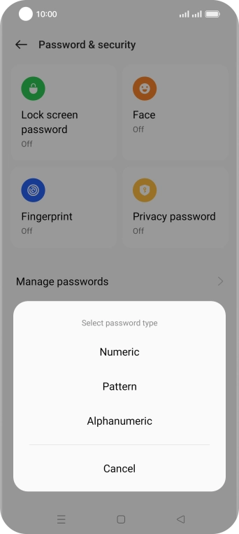 Press the required phone lock code and follow the instructions on the screen to create an additional phone lock code.