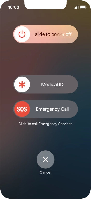 Press and drag the power off icon right.