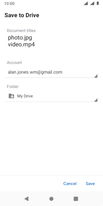 Press the field below 'Folder' and go to the required folder.