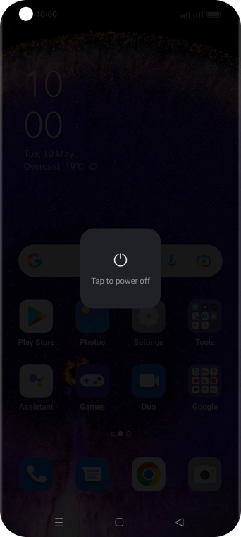 Press Tap to power off.