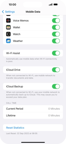 Press the indicator next to 'Wi-Fi Assist' to turn the function on or off.