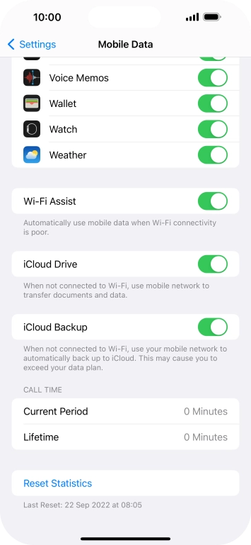 Press the indicator next to 'Wi-Fi Assist' to turn the function on or off.