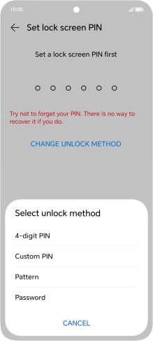 Press the required lock code and follow the instructions on the screen to create an additional lock code.
