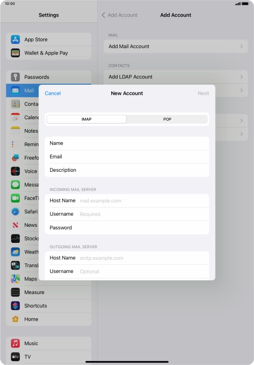 Press IMAP.