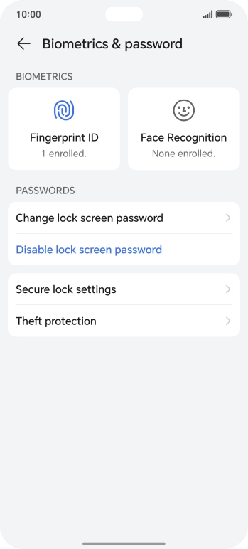 Press Disable lock screen password and key in the additional lock code you created earlier.