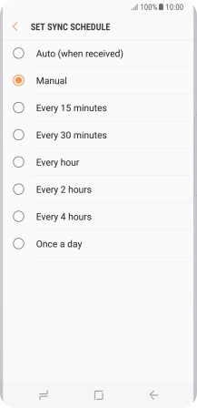 Press the required setting.