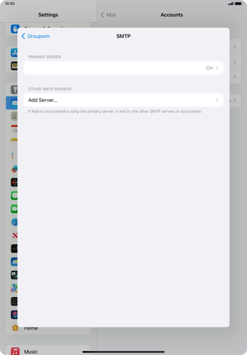 Press the field below 'PRIMARY SERVER'.