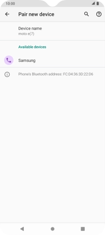 Press the required Bluetooth device and follow the instructions on the screen to pair the device with your phone.