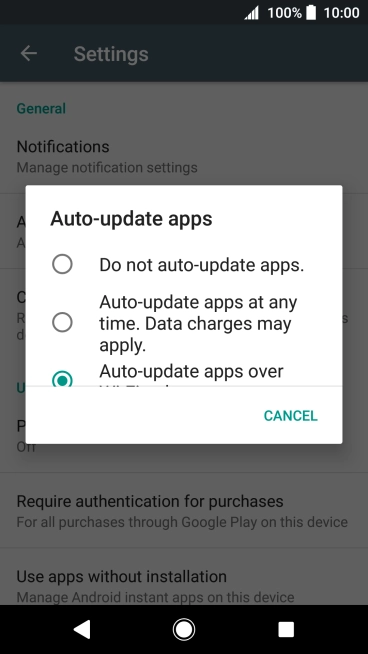 To turn off automatic update of apps, press Do not auto-update apps..