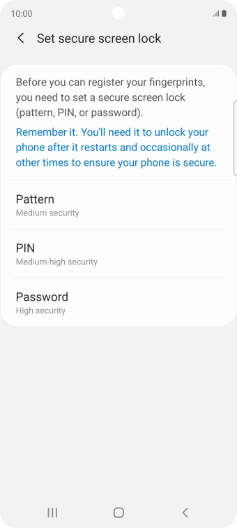 Press the required phone lock code and follow the instructions on the screen to create an additional phone lock code.