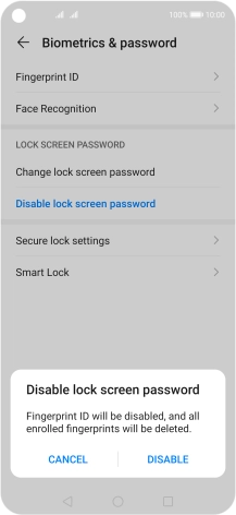 Key in the current phone lock code and press DISABLE.