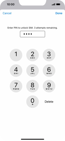 Key in your SIM PIN and press Done. The default SIM PIN is 0000.