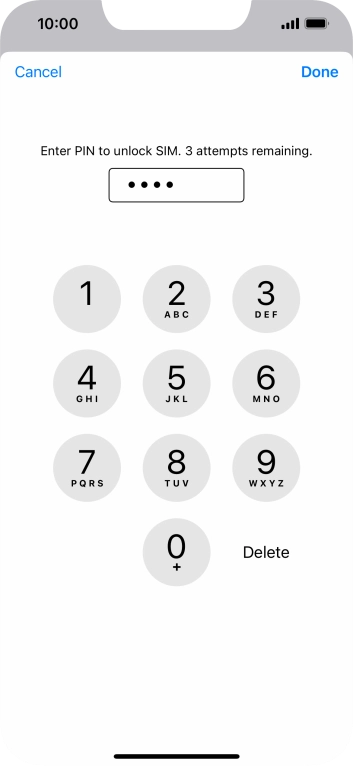 Key in your SIM PIN and press Done. The default SIM PIN is 0000.
