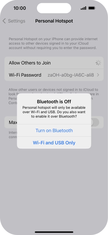 If WiFi is turned on, press Wi-Fi and USB Only.