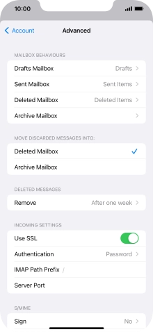 Press the indicator next to 'Use SSL' to turn off the function.