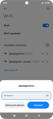 Key in the password for the WiFi network and press Connect.