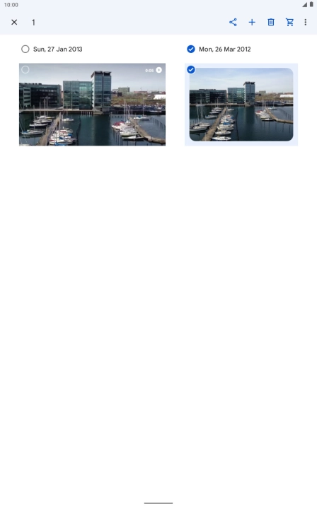 Press the required pictures or video clips to add them.