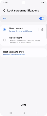 Press the required settings to turn them on or off.