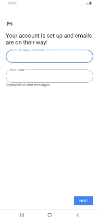 Press the field below 'Your name' and key in the required sender name.