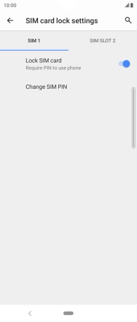 Press the indicator next to 'Lock SIM card' to turn the function on or off.