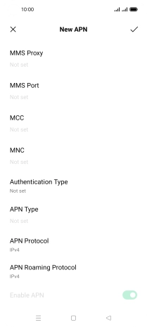 Press the field below 'MCC' and key in 234.