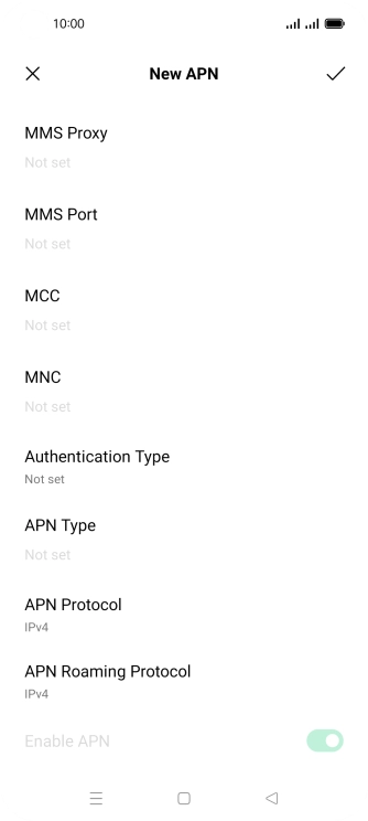 Press the field below 'MCC' and key in 234.