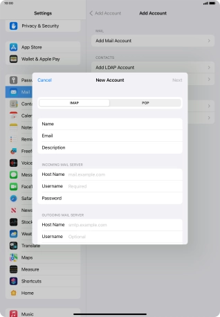 Press IMAP.