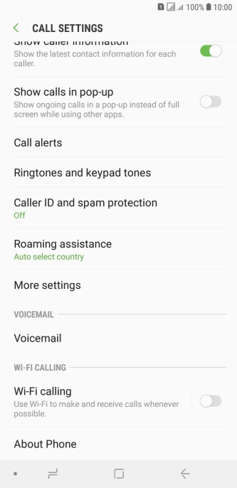 Press the indicator next to 'Wi-Fi calling' to turn the function on or off.