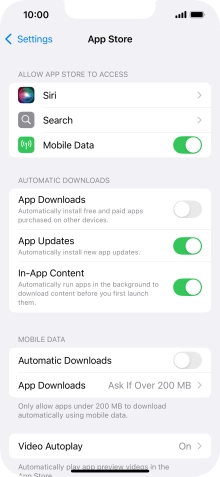 Press the indicator next to 'App Downloads' to turn the function on or off.