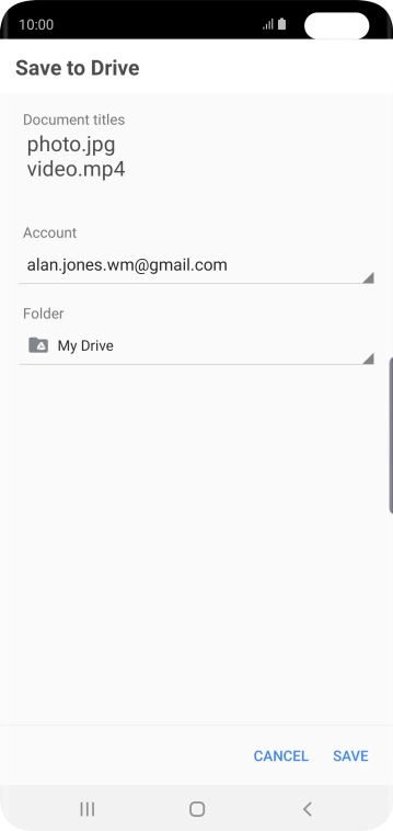 Press the field below 'Folder' and go to the required folder.