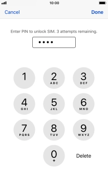 Key in your SIM PIN and press Done. The default SIM PIN is 0000.