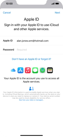 Press the field next to 'Password' and key in the password for your Apple ID.