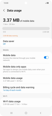 The total data usage is displayed.