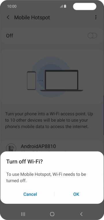If WiFi is turned on, press OK.