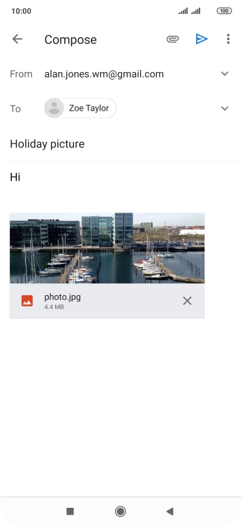 Press the send icon when you've finished your email.