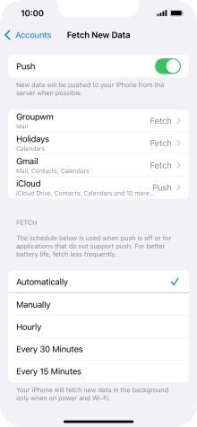 Press the indicator next to 'Push' to turn the function on or off.