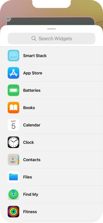 Press the required widget. Press the required widget.