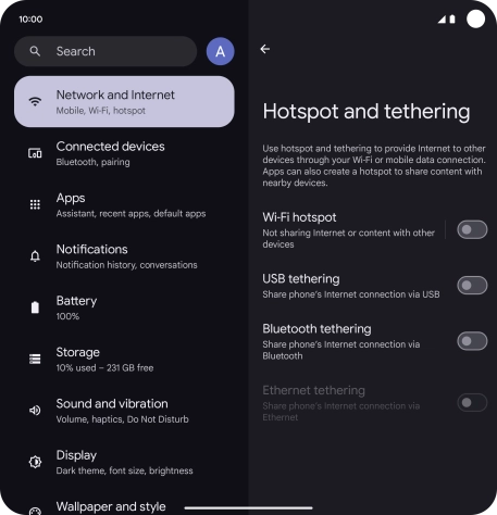 Press Wi-Fi hotspot.