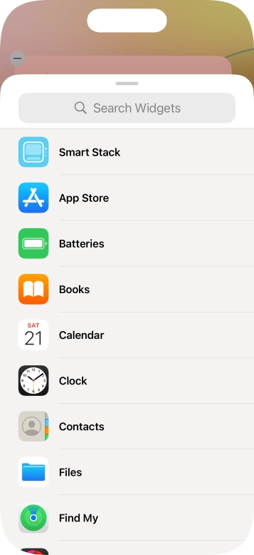 Press the required widget. Press the required widget.