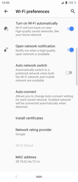 Press the indicator next to 'Auto network switch' to turn the function on or off.