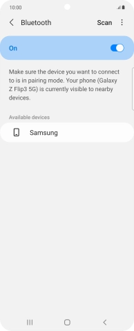 Press the required Bluetooth device and follow the instructions on the screen to pair the device with your phone.