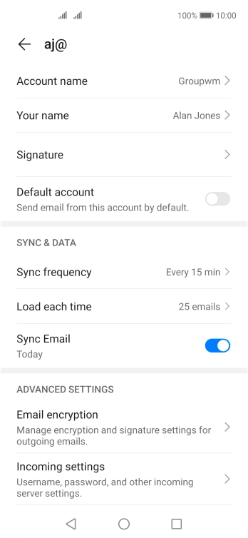 Press Account name and key in the required name.